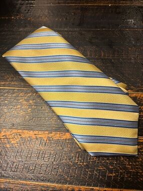 Robert Talbott Yellow and Blue Striped Men's Tie - Classic Professional Style